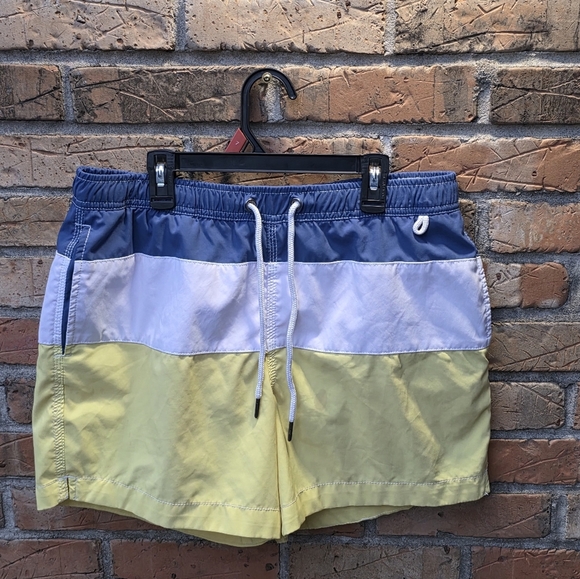 Abercrombie & Fitch Blue, White, and Yellow Swim Trunks - Picture 2 of 7